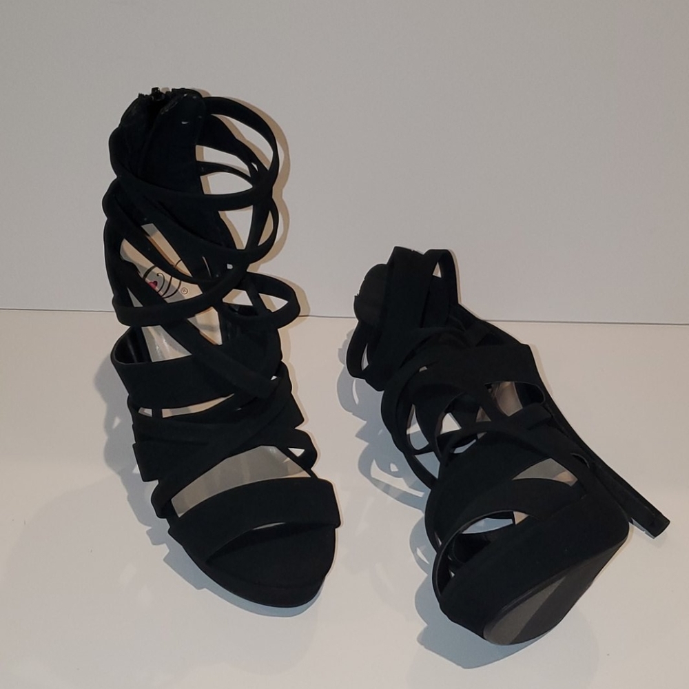 Strappy Black platform heels